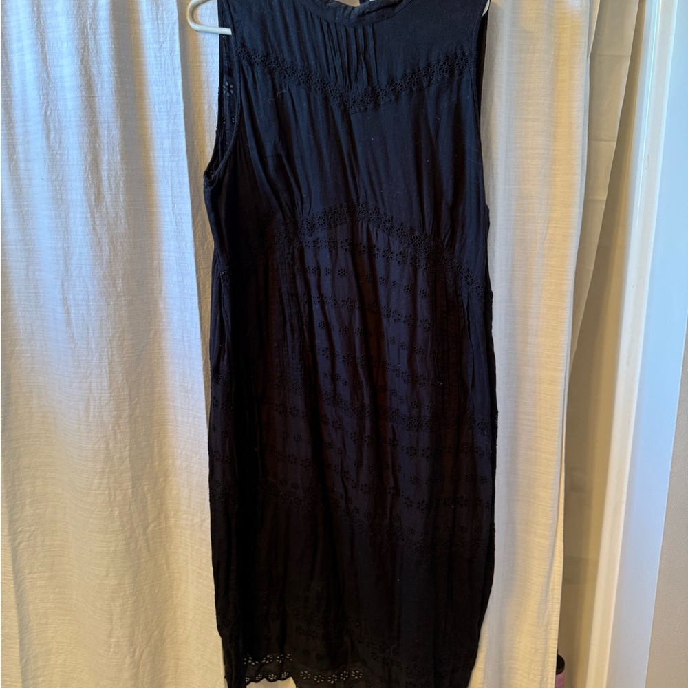 ASOS Black Sleeveless Eyelet Midi Dress